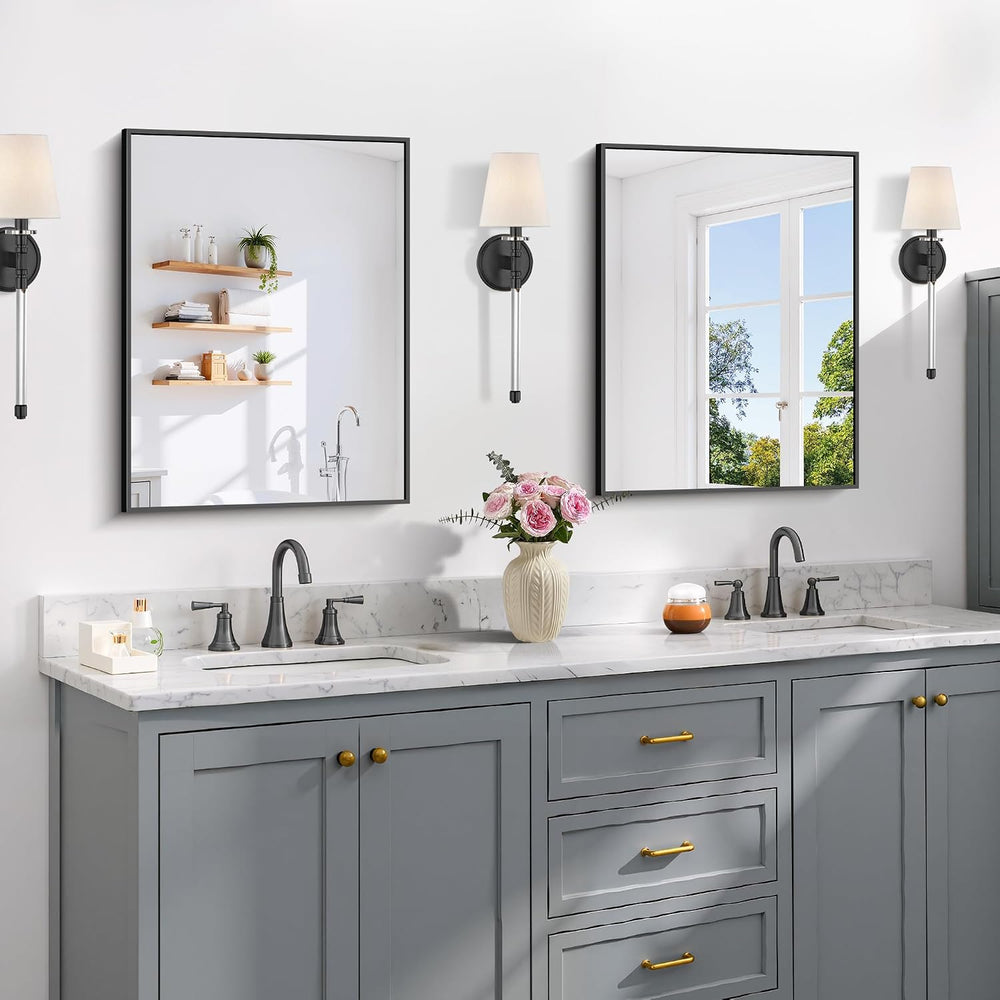 COFENY Black Bathroom Mirrors for Over Sink, 18x24 inch Rectangle Mirror
