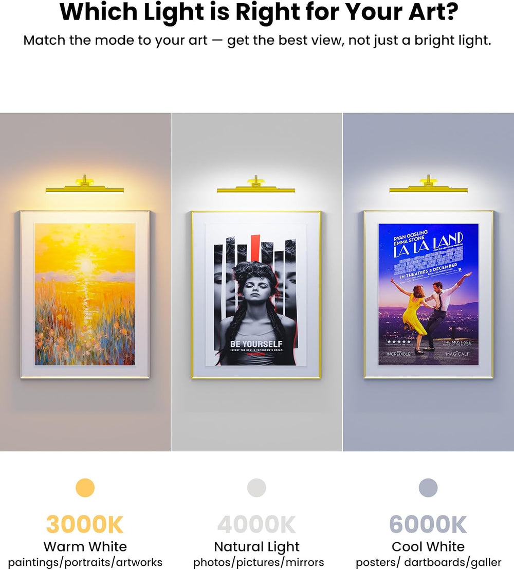 3Pack Picture Lights for Gallery Wall Art, Gold 13in
