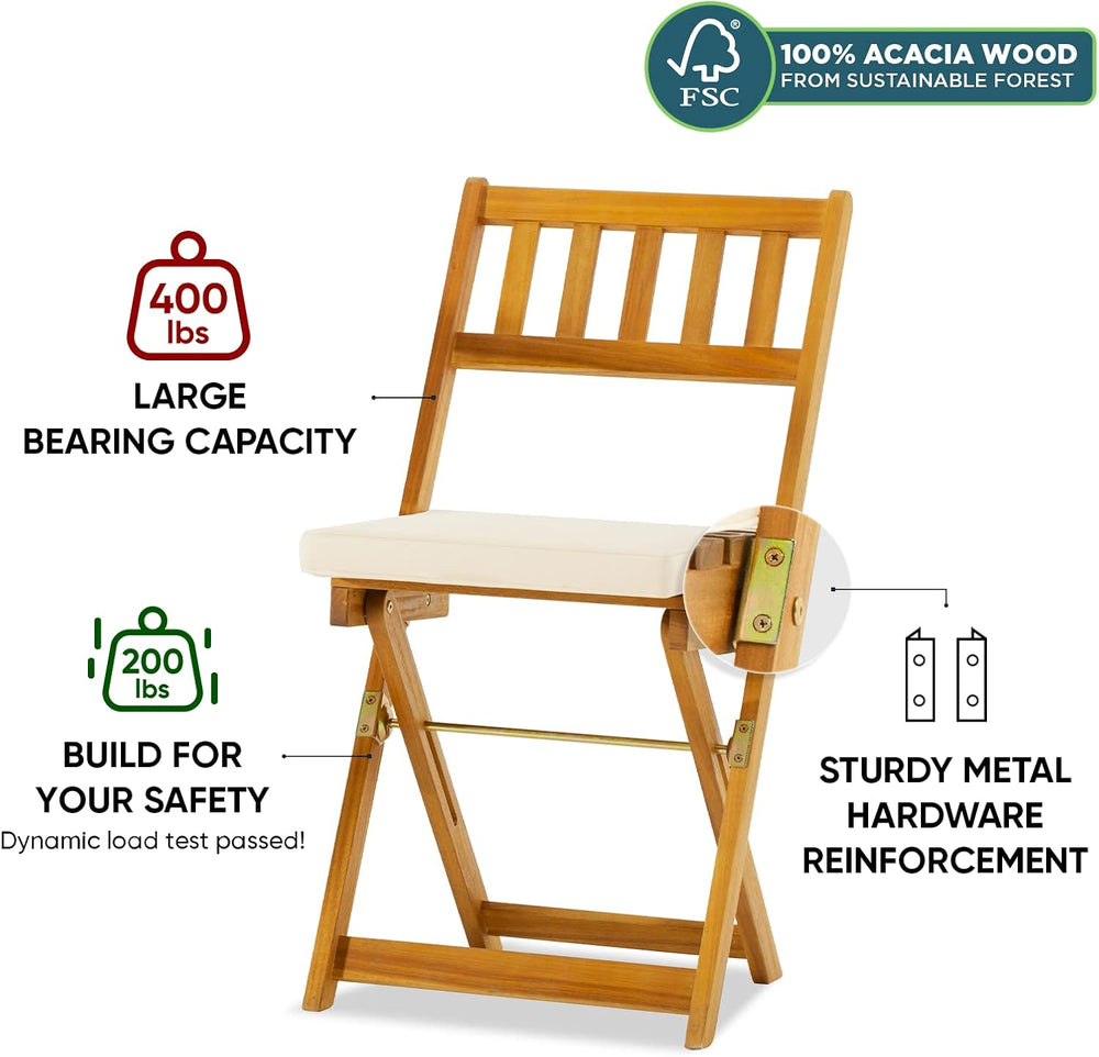 IDZO Heavy Duty 400lbs Capacity Patio Bistro Sets, 3 Piece Outdoor Folding Ch...