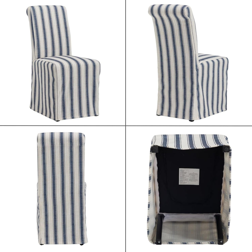 chairus Slipcovered Upholstered Parsons Dining Chairs Set of 2, Blue Stripe