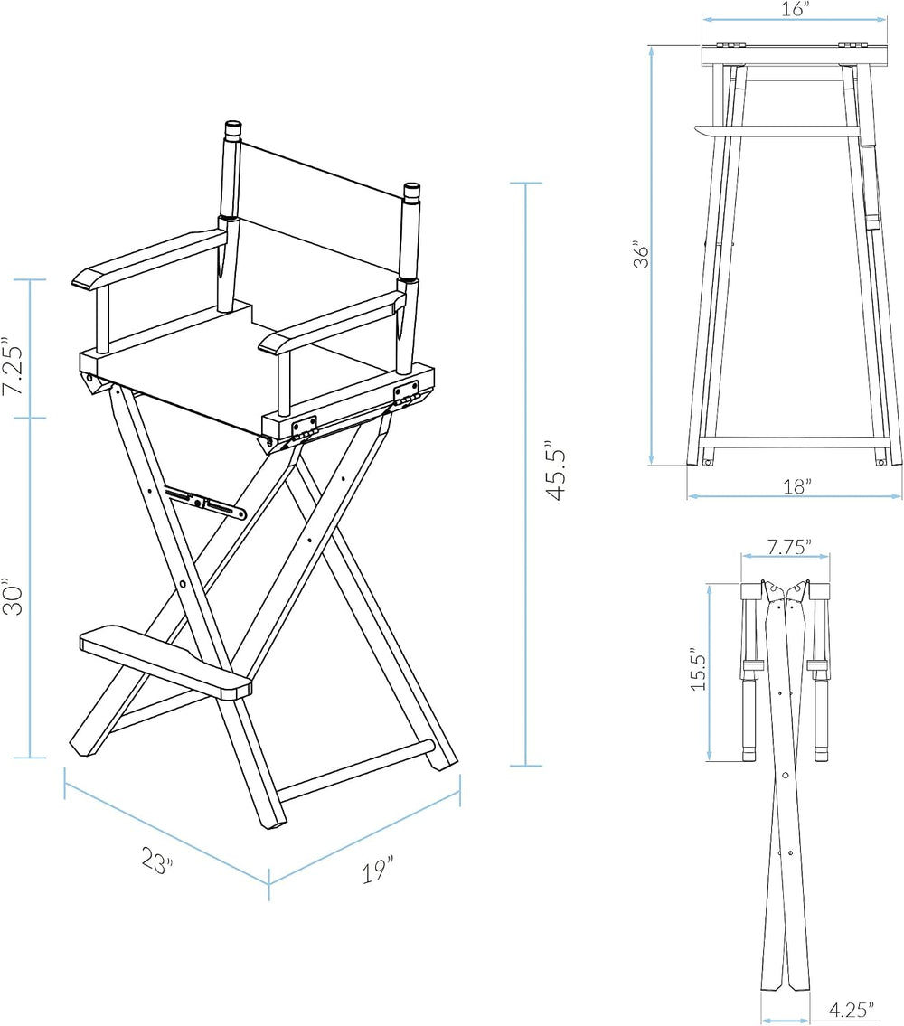 Casual Home 30" Director's Chair White Frame-Navy Blue Canvas