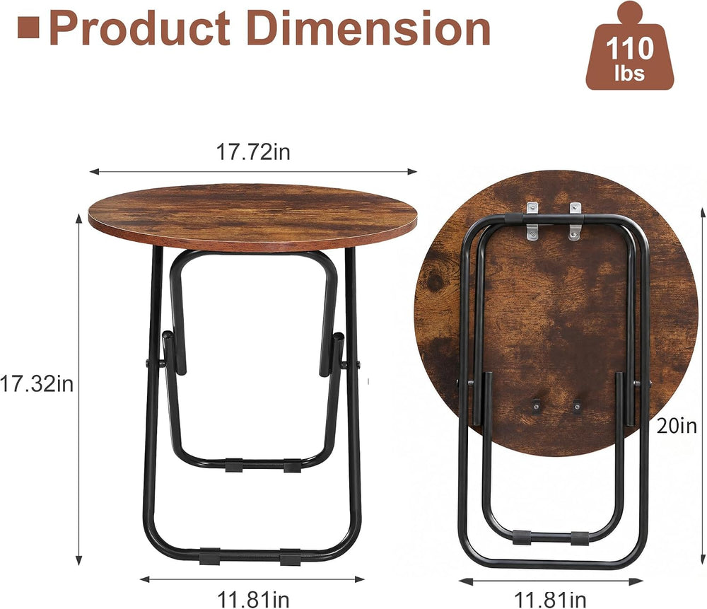 VECELO Patio Outdoor Side Table,17.7 inch Small Folding Table Round Waterproo...