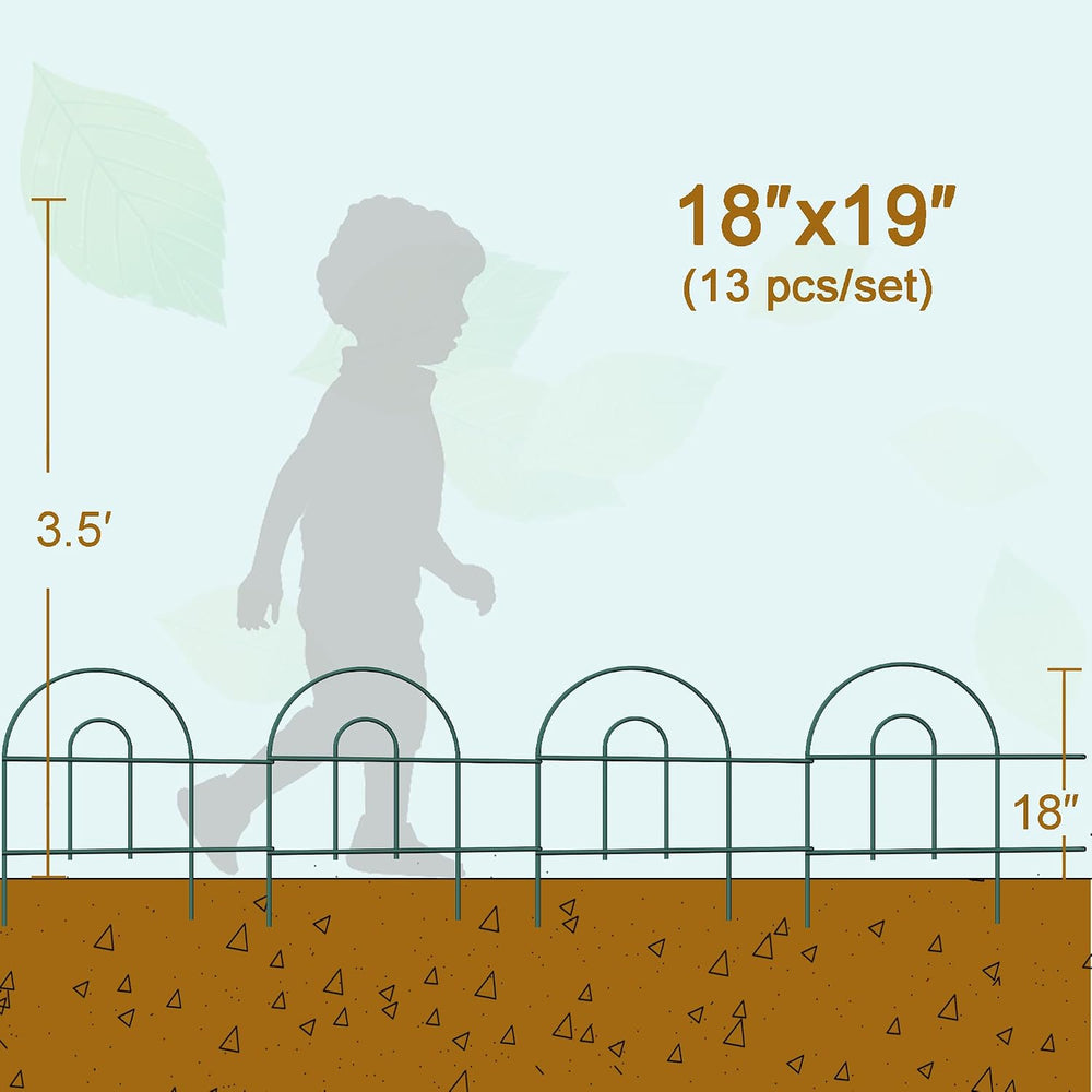 Decorative Garden Border Fence 18inX20ft Green Metal Wire Flower Fencing