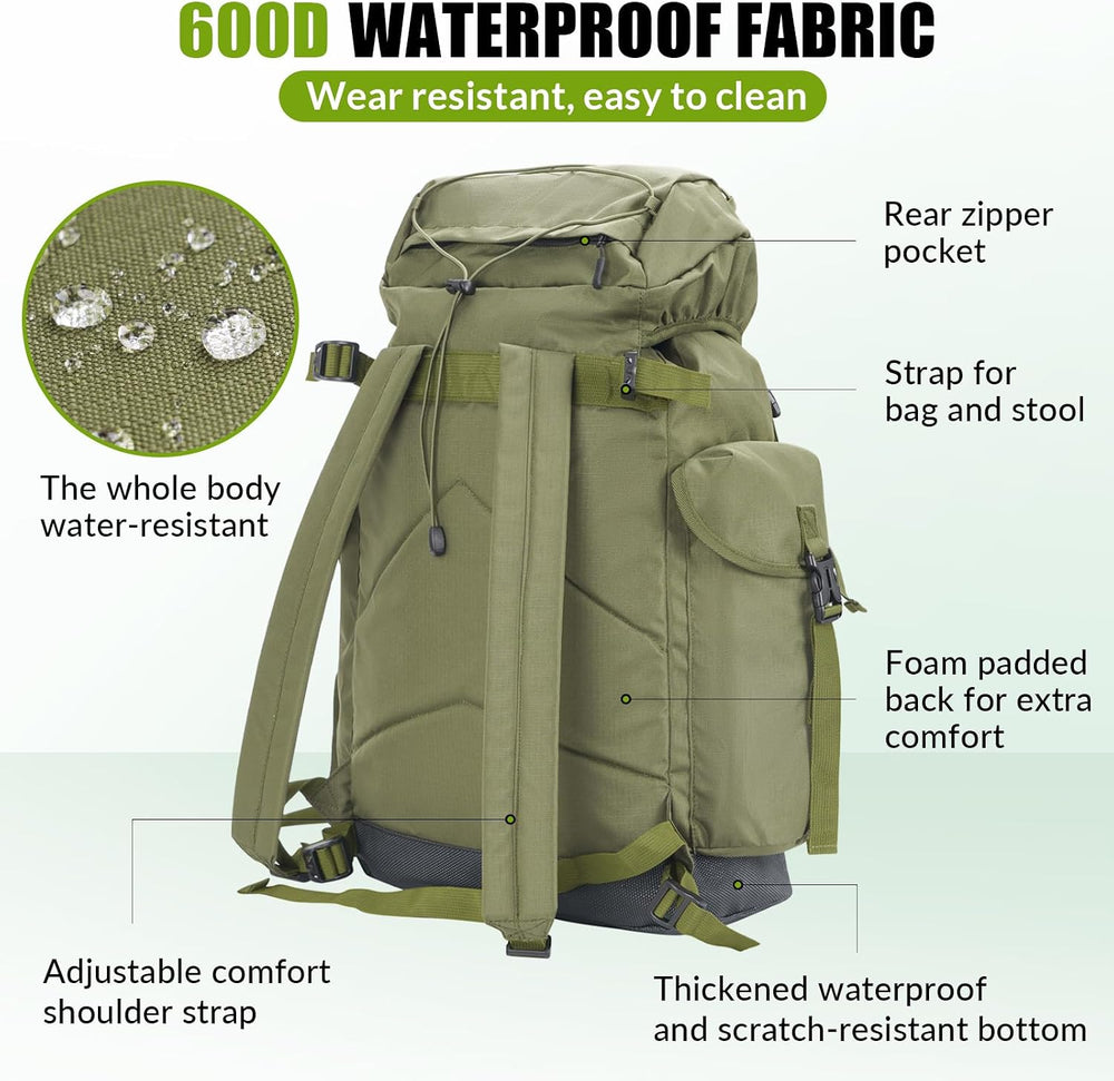 THKFISH Large Capacity Fishing Hunting Backpack Chair with Rod Holder