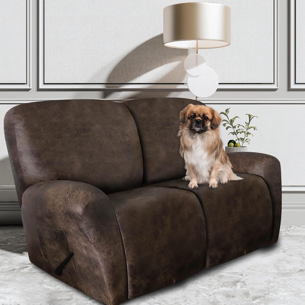 ANARACHON Leather Look Loveseat Recliner Covers Stay in Place 6-Piece Recline...