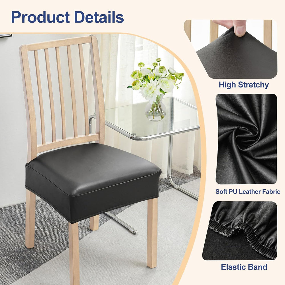 Smiry Waterproof Pu Leather Seat Covers for Dining Room Chairs Set of 4