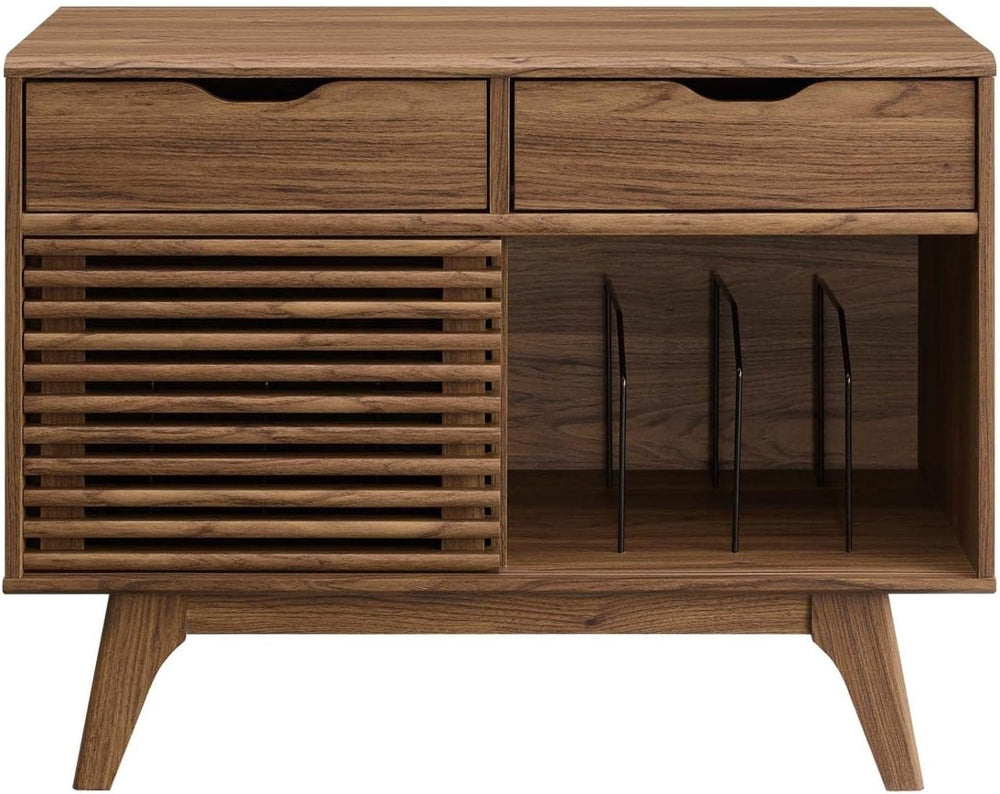 Modway Render Mid-Century Modern Vinyl Record Storage Display Cabinet, 37 Inc...
