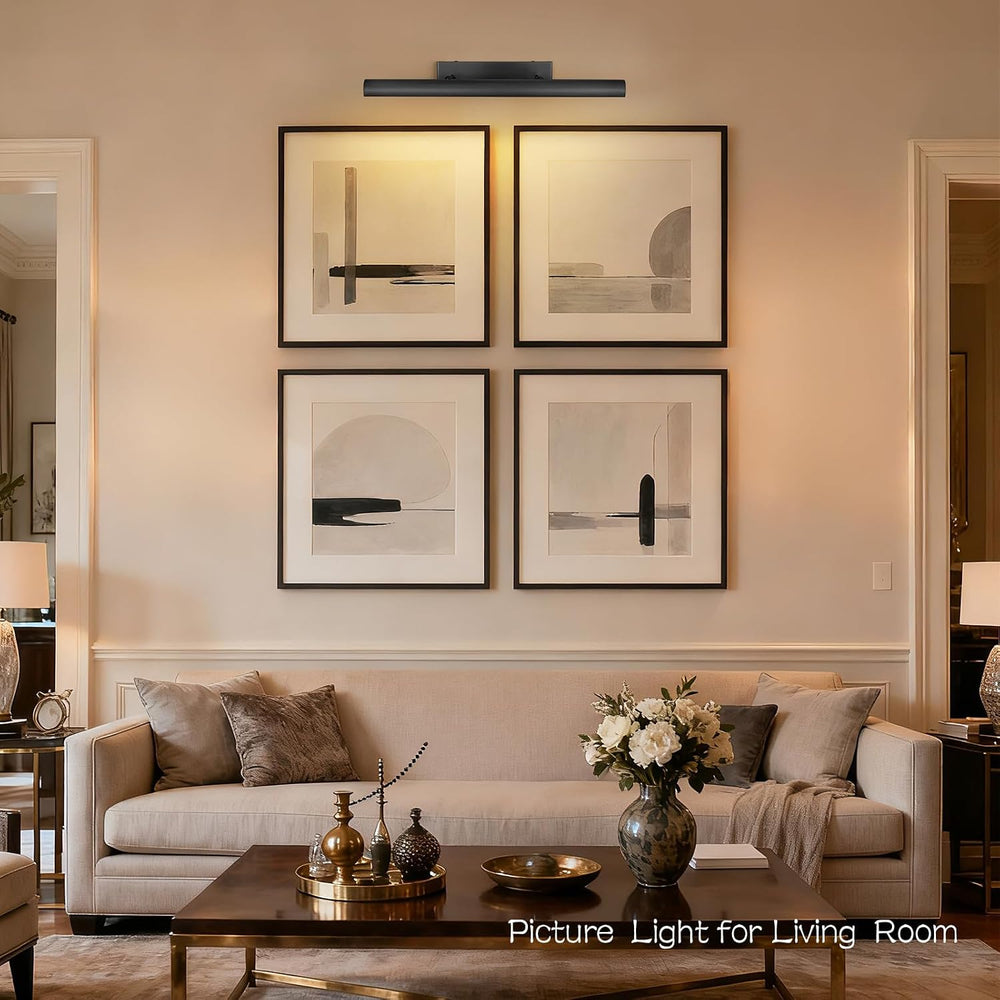 Matte Black Picture Lights for Wall, 24" Art Light Hardwired, 3-Light Br...