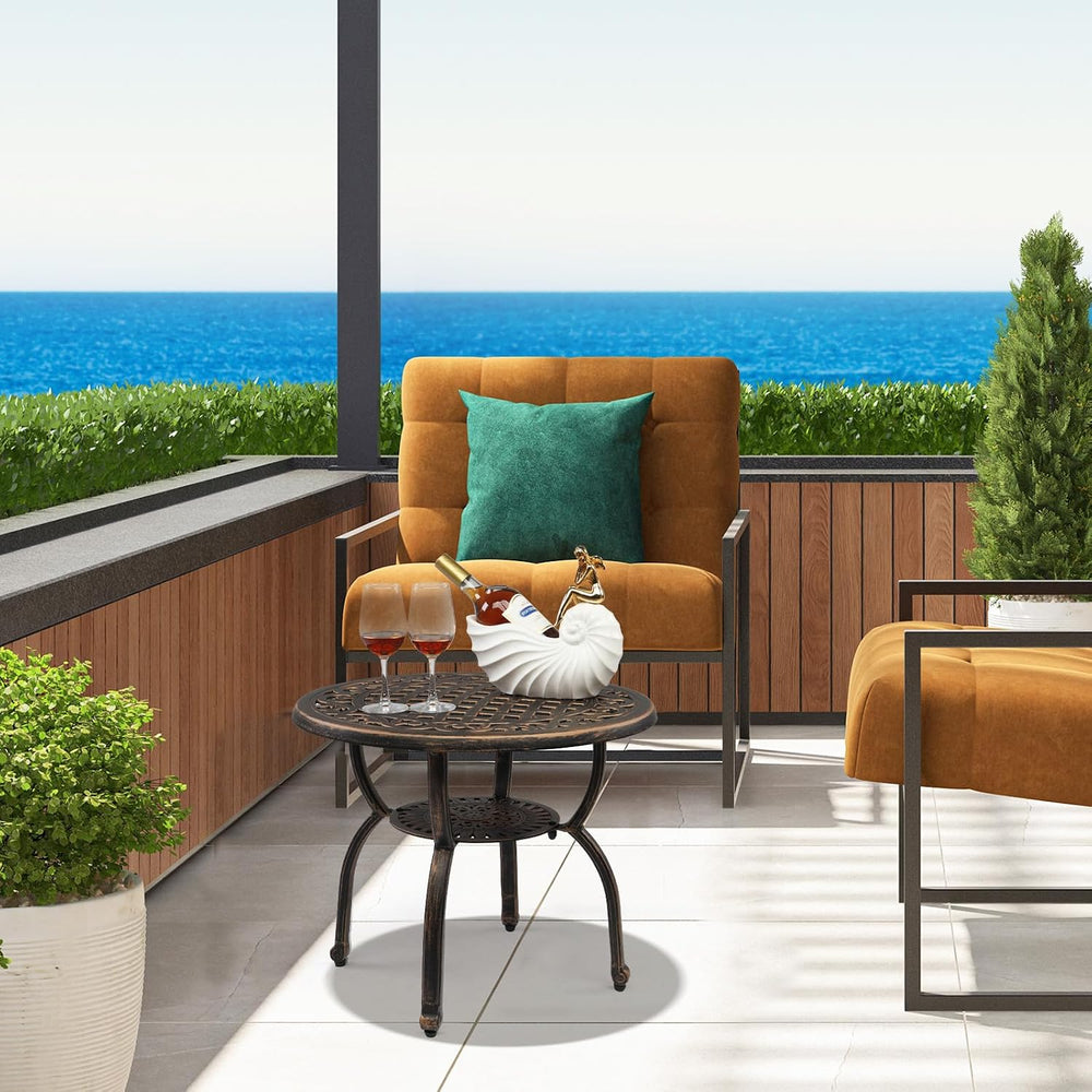VINGLI 22" Cast Aluminum Outdoor Side Table, All Weather Patio SideTable...