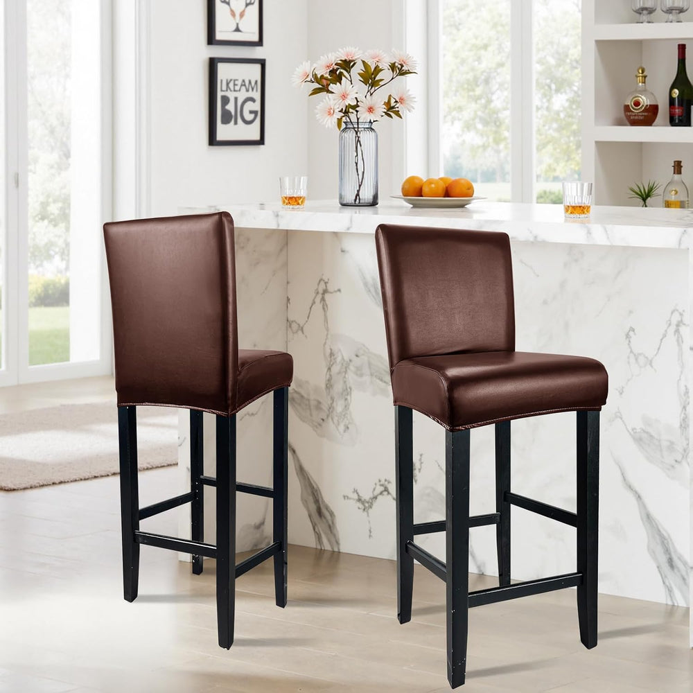 PU Leather Bar Stool Covers with Backs Waterproof Bar Stool Chair Covers