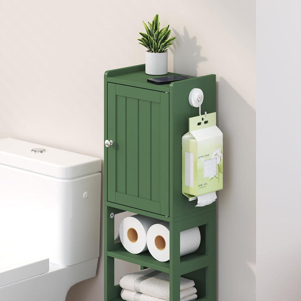 Small Bathroom Storage Cabinet 39"H Narrow Corner Floor Cabinet, Green