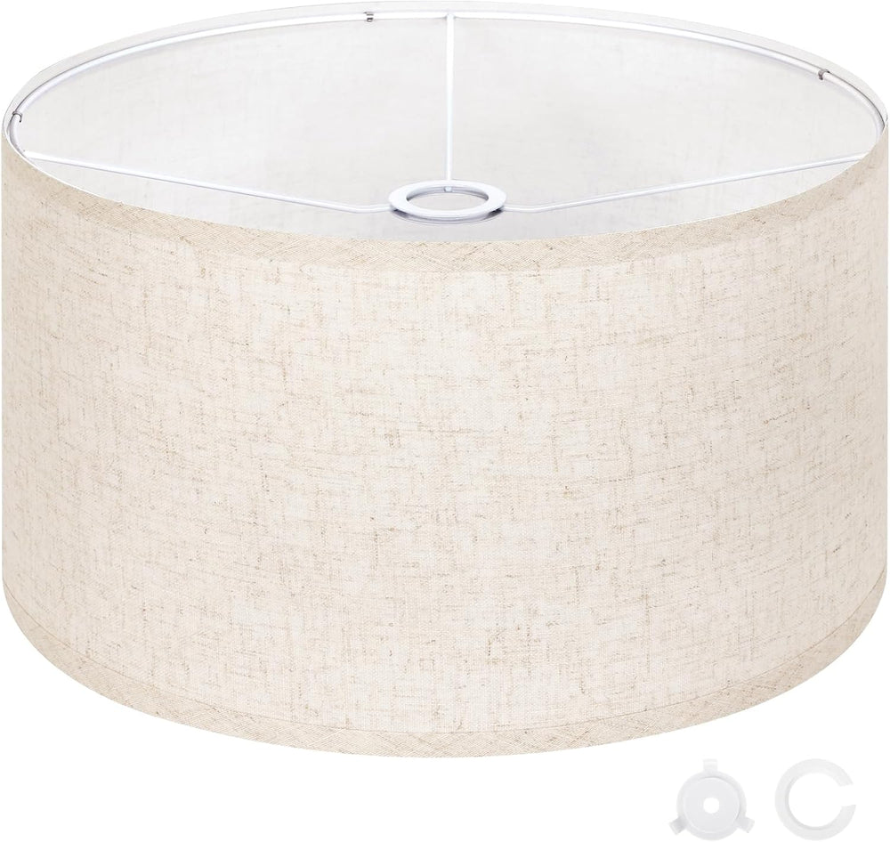 OUTON Beige Large Drum Lamp Shades for Floor Lamps, 17.5" Top x 17.5&quo...