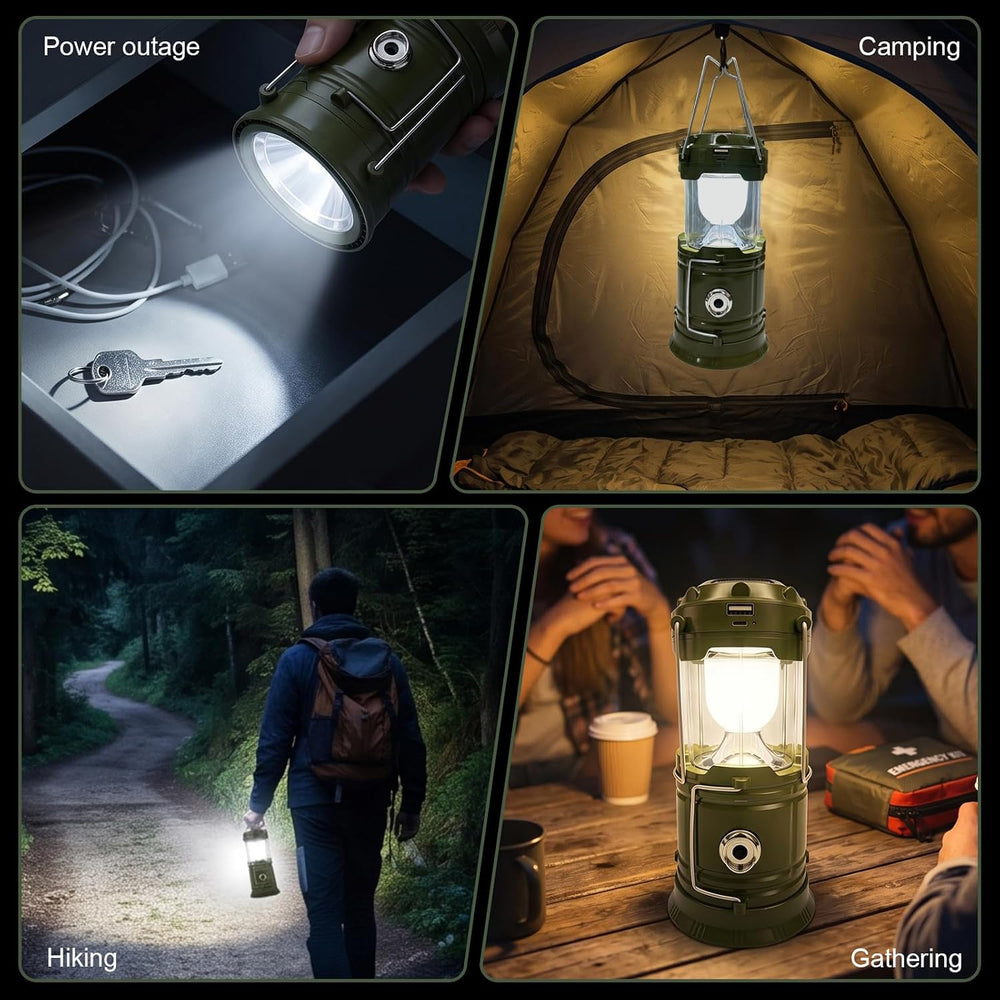 DIBMS 4-Pack Solar Camping Lantern, Collapsible Flashlight Emergency Lights
