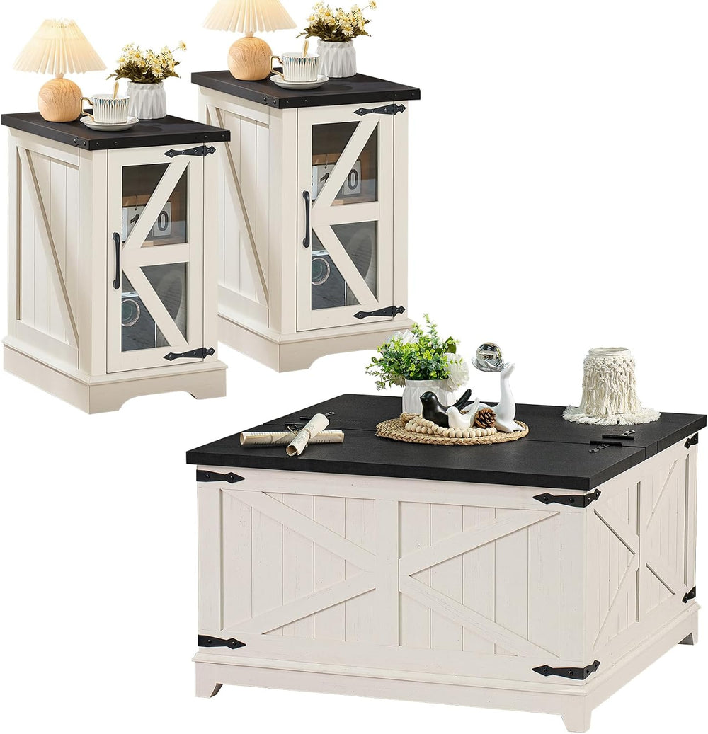 Joaxswe Farmhouse Coffee Table Set of 3, NightStands and Coffee Tables