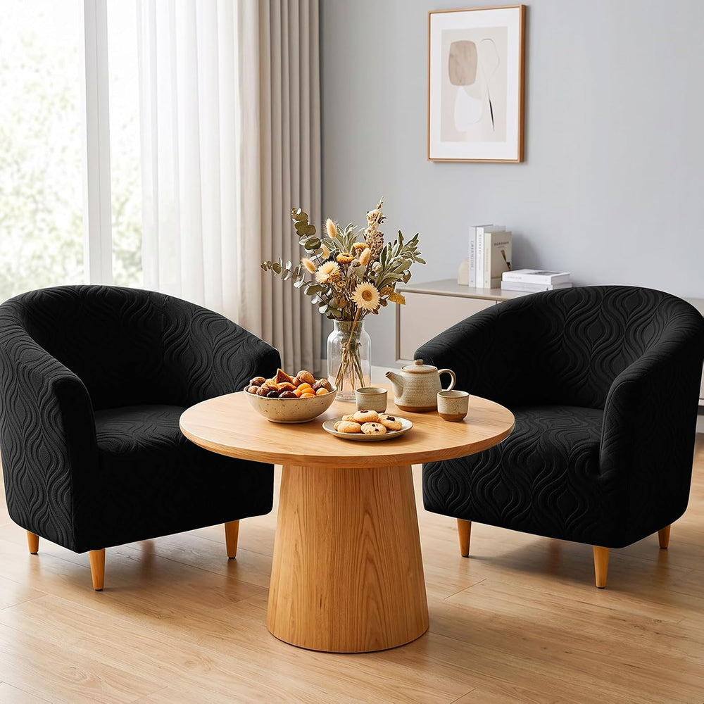Club Chair Slipcover Stretch Barrel Tub Armchair Covers,Black
