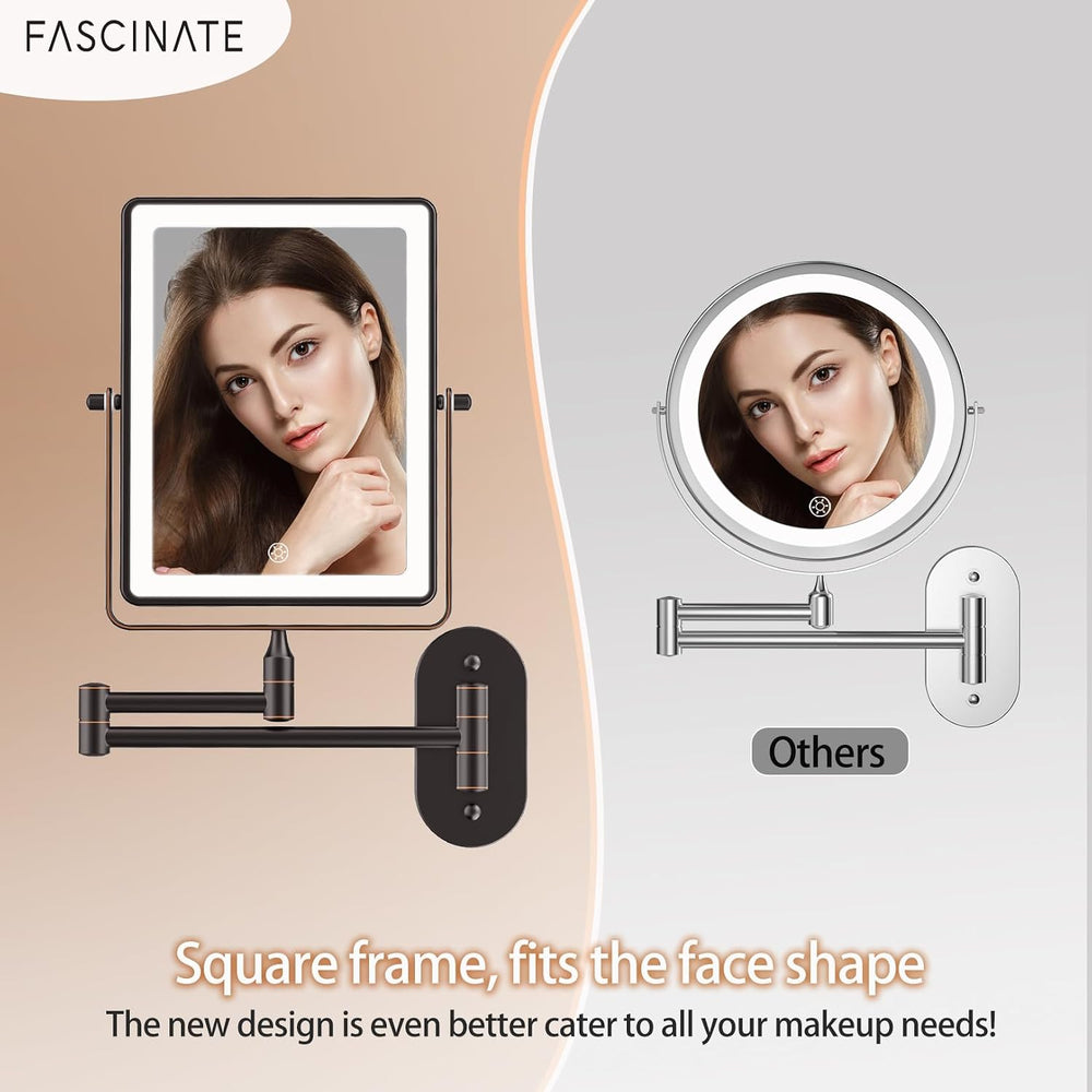 FASCINATE 8.7" 5000mAh Rechargeable Wall Mounted Makeup Mirror (Bronze)