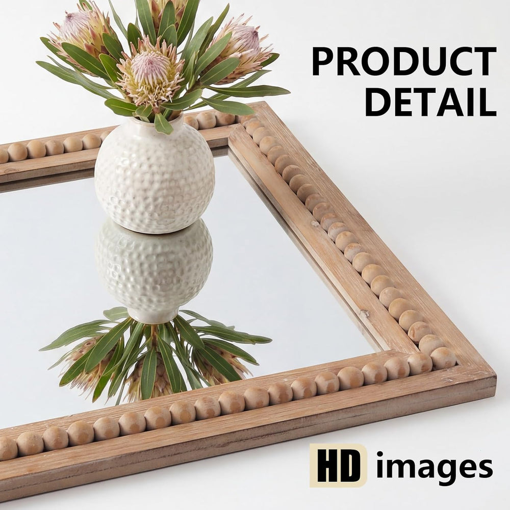 H HOMEWINS Rustic Wood Wall Mirror,Rectangle Bathroom Vanity Mirror