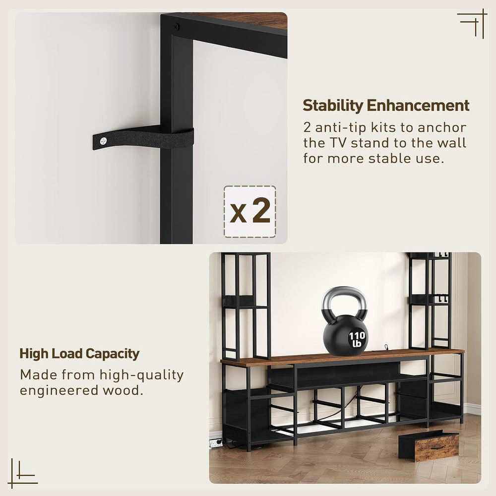 RALGEND Large Entertainment Center for TVs up to 65", Wall Unit TV Stand...