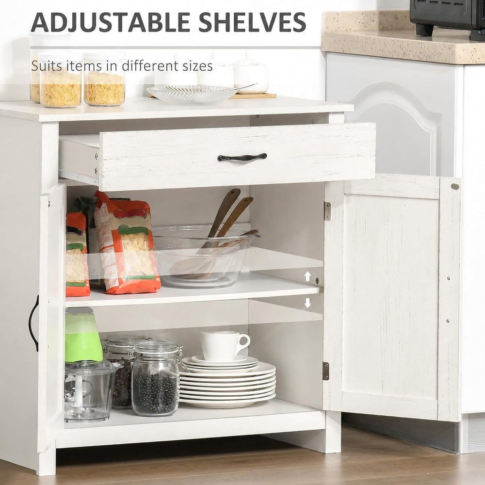 HOMCOM Farmhouse Sideboard Buffet Cabinet Barn Door White Wash