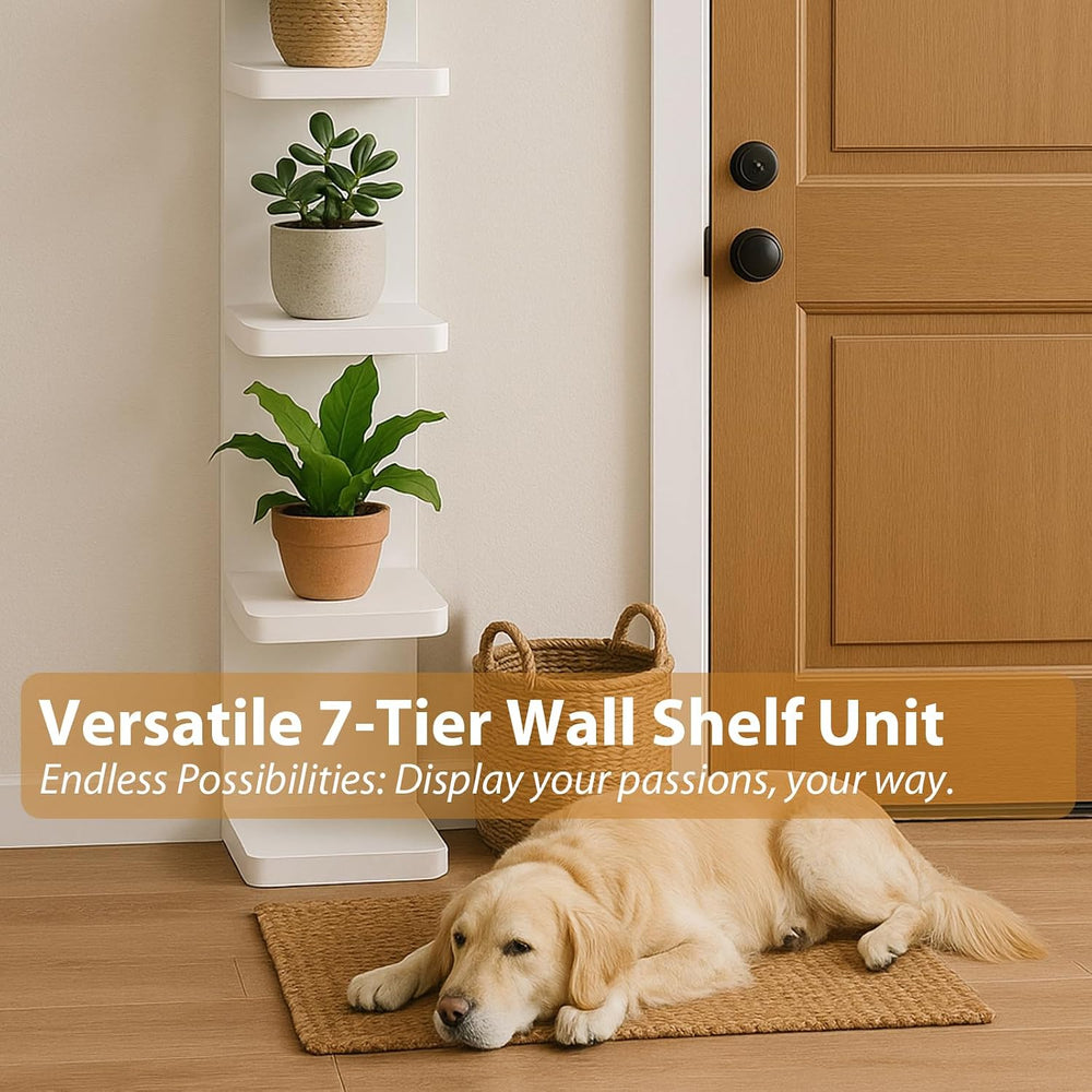 LitaEther Versatile 7 Tier Wall Shelf Unit,White Lack Wall Shelf,Display Floa...