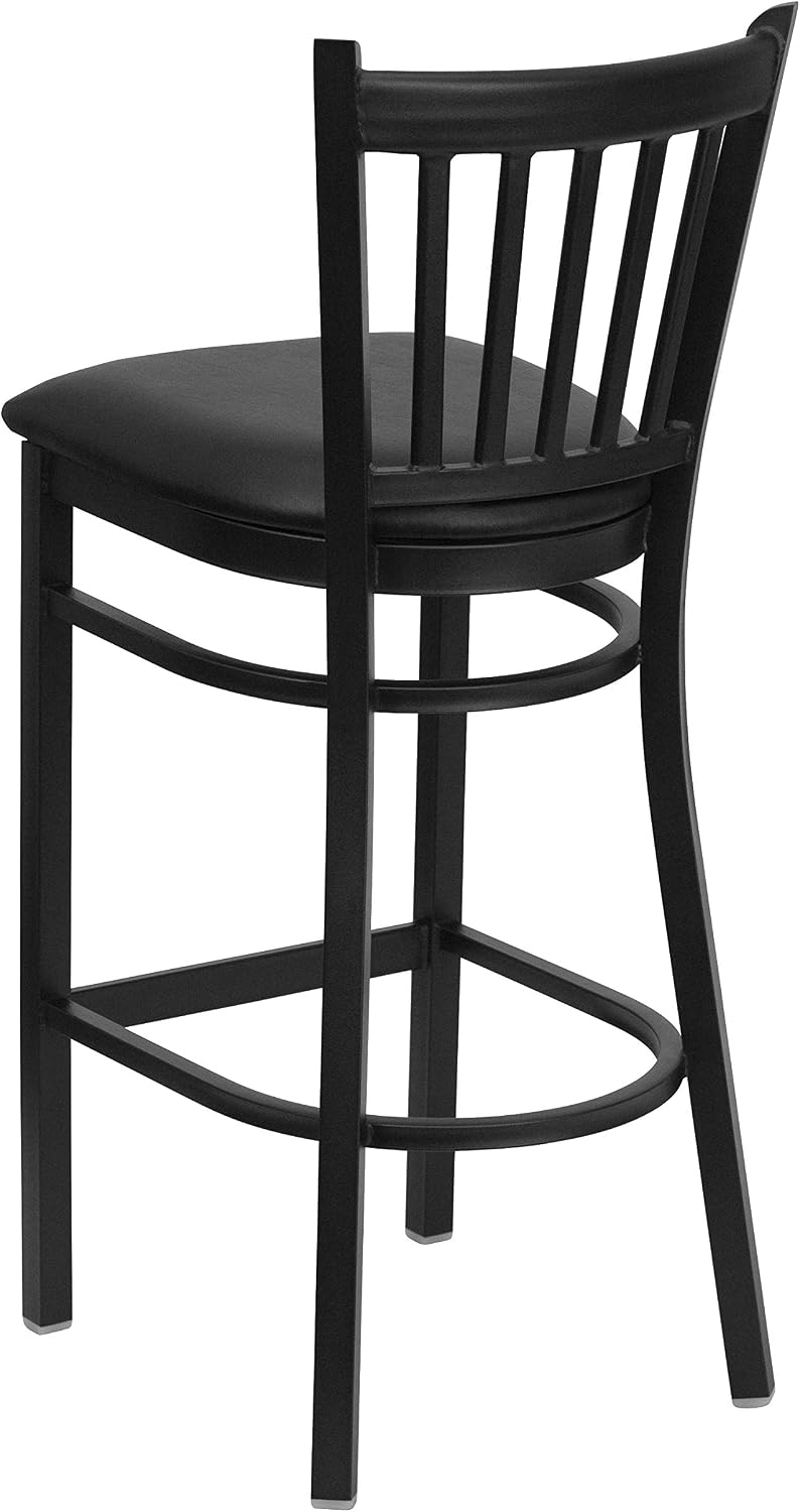 Flash Furniture Hercules Vertical Back Restaurant Barstool, Black, 2-Pack