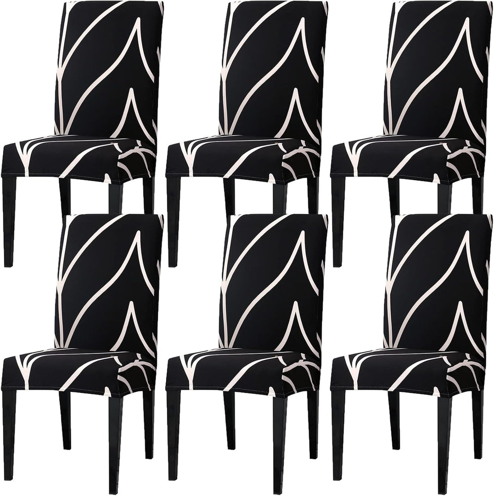 Dining Room Chair Covers Slipcovers Set of 6, Stretch Spandex Removable Washa...