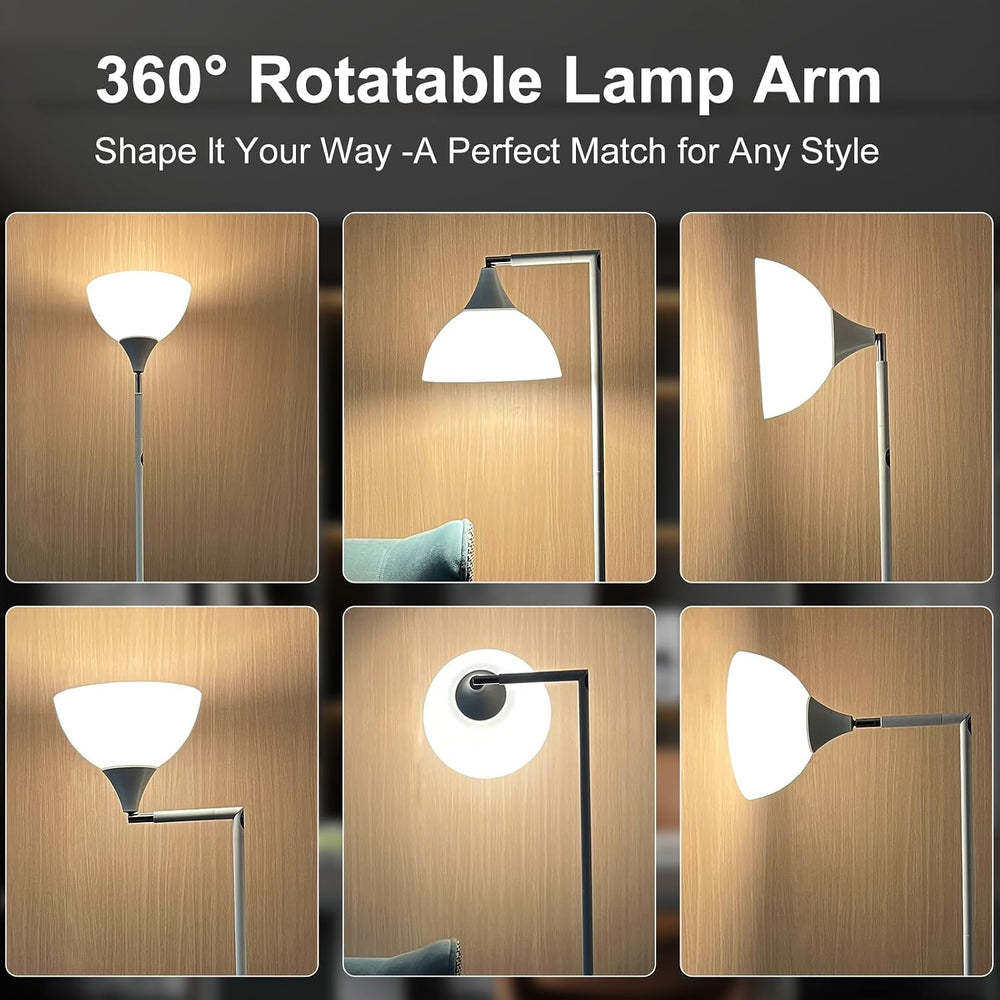 Torchiere Floor Lamp, 76" Tall Light Stand Lamp Dimmable with Remote, White
