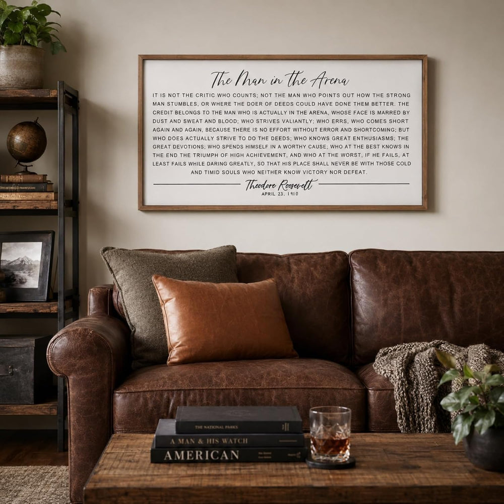 flangairy 32.3"x 16.5" The Man in The Arena Wall Art Framed, Office...