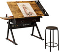 Adjustable Drawing Table with 2 Drawers & Stool, for Art & Work