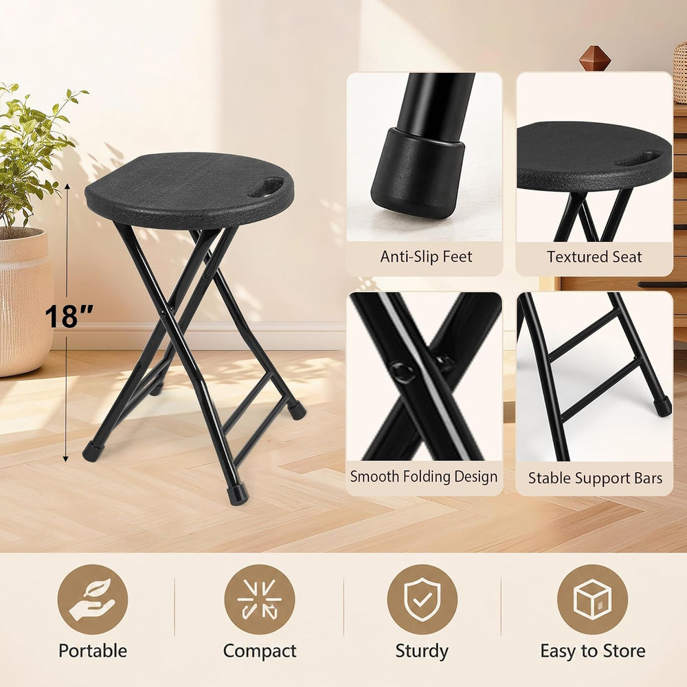 COOZMENT Folding Stool with Handle, Folding Chair,Folding Bar Stool with Non-...