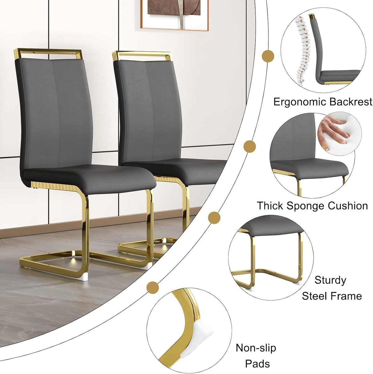 modern dining table set for 4, 55'' dining showing dimensions