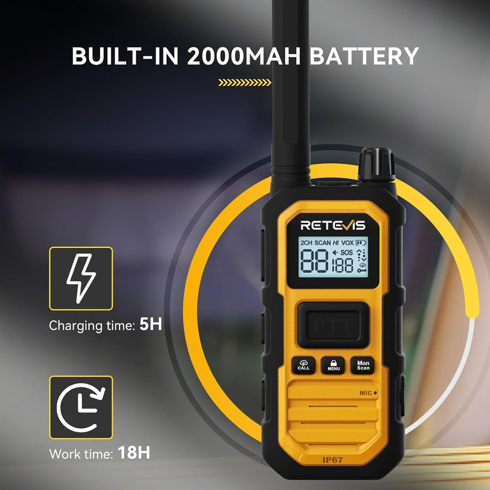 Retevis RB48PLUS GMRS Walkie Talkies Long Range,IP67 Waterproof 2 Way Radio