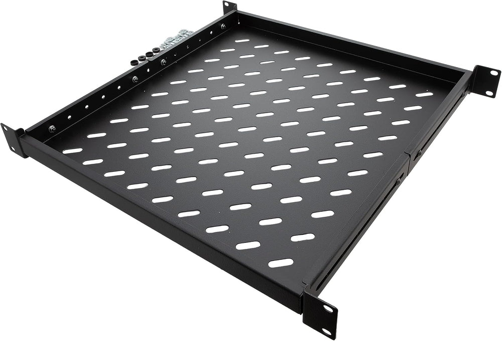 Navepoint 1U 19-Inch Fixed 4-Post Rack Mount Server Shelf with Adjustable Dep...