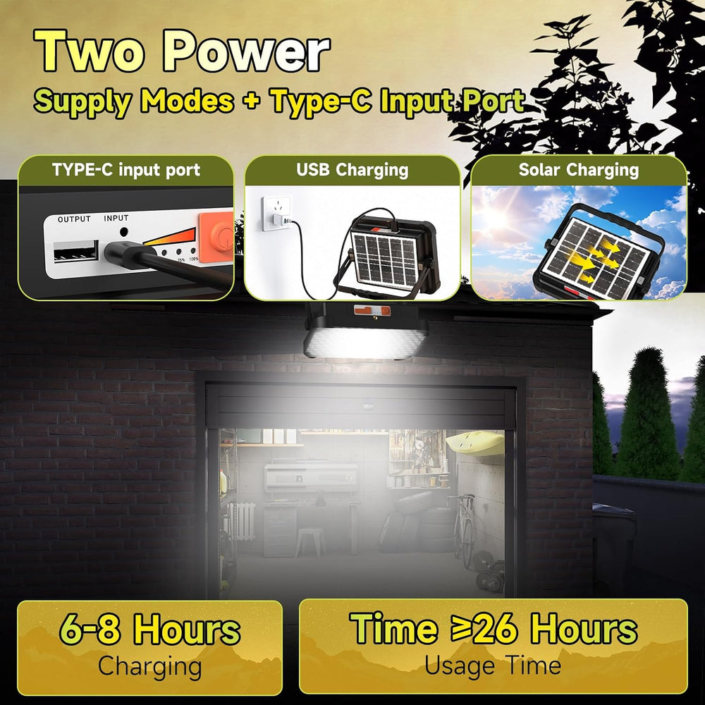 200W 20000LM Solar LED Work Light, 20000mAh Rechargeable, Magnetic IP66