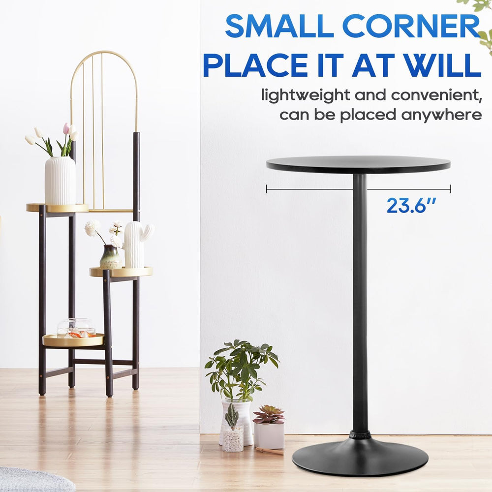 FDW | Bar Table | 40 Inch | Dark Black | Fixed Height Round Table