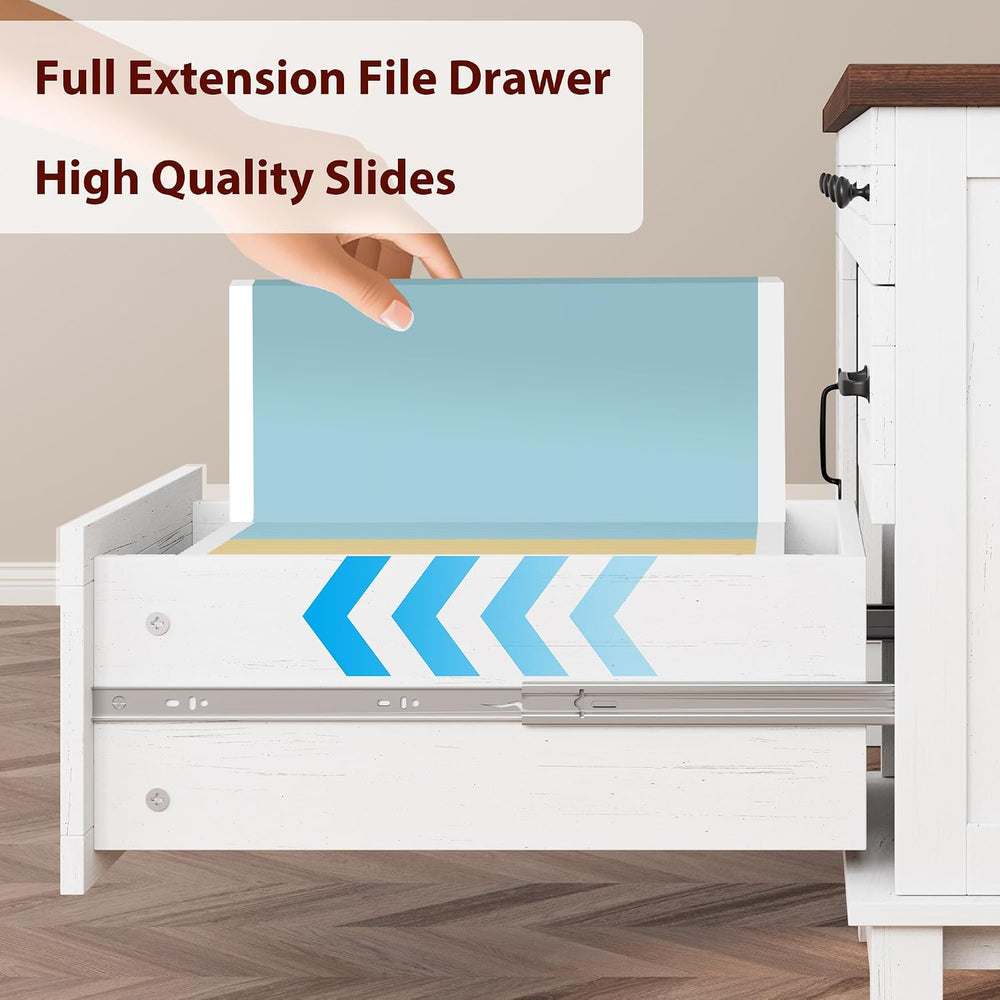 IDEALHOUSE 60" Farmhouse Home Office Executive Computer Desk with Drawers