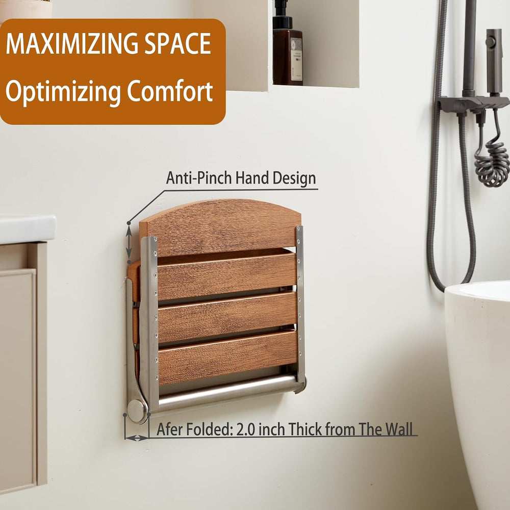17.5" Folding Shower Seat Wall Mounted,Foldable Shower Bench,Fold Down S...