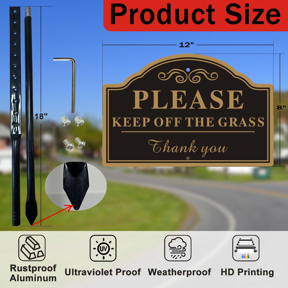 2-Pack Keep Off The Grass Signs, with 36"Tall Metal Stakes, 8x12 Inches ...