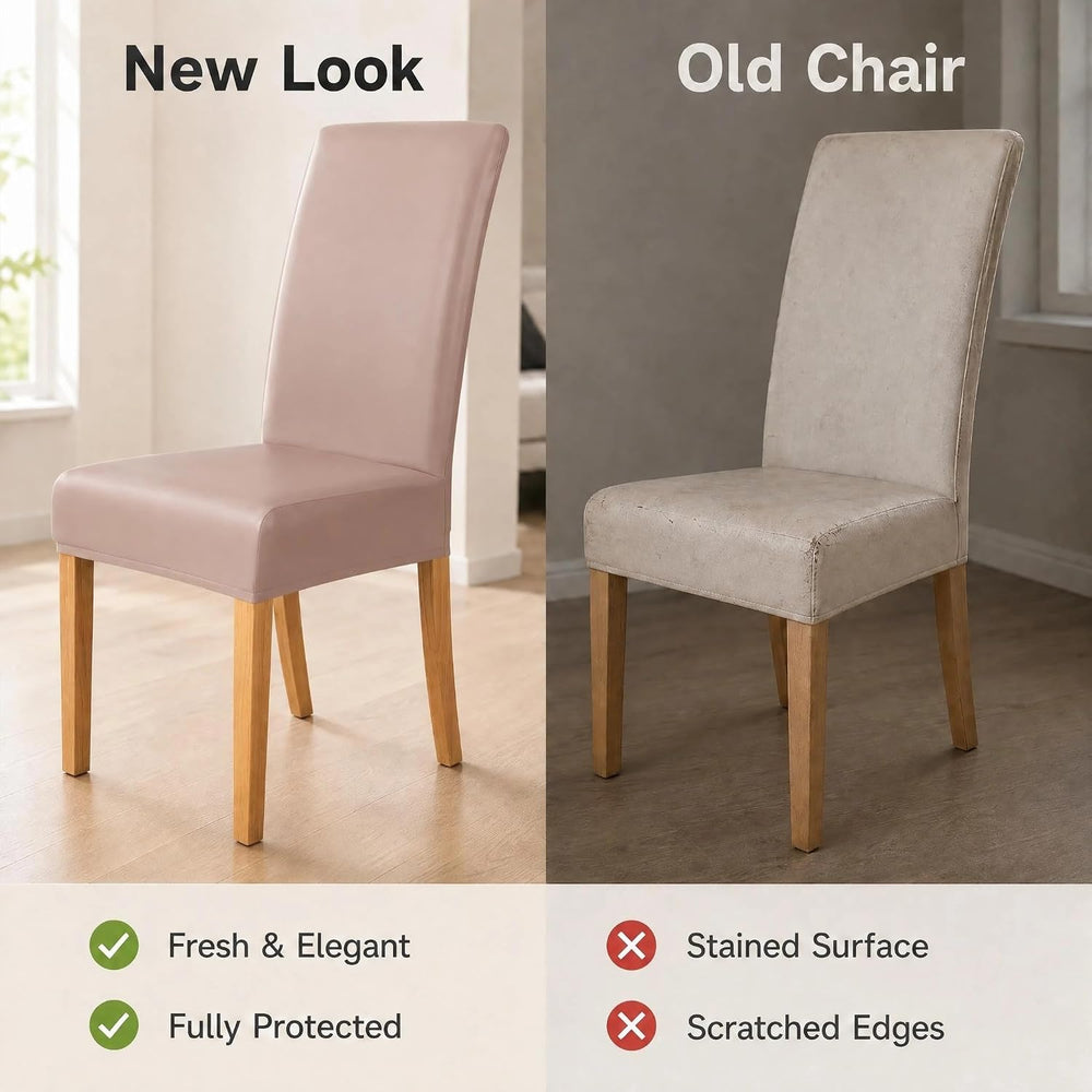 Waterproof PU Parsons Dining Chair Covers, Set of 4