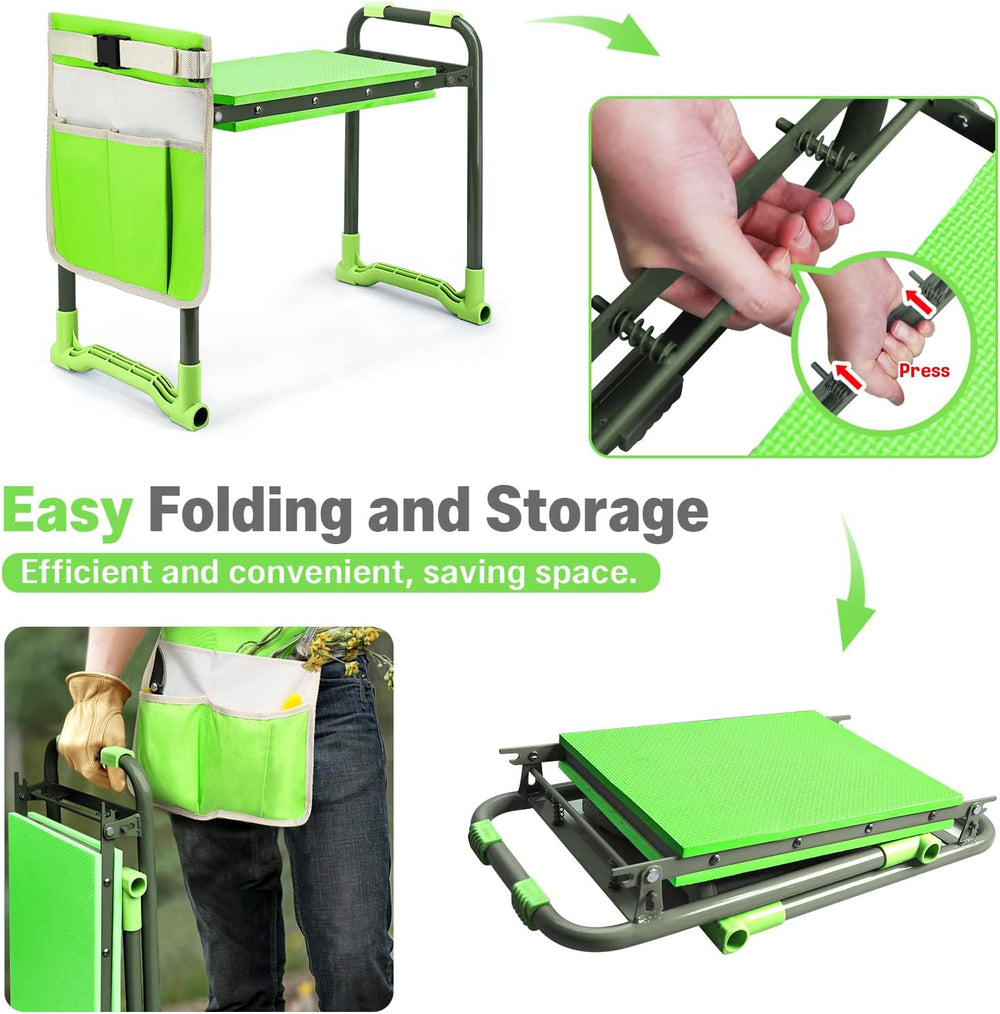 Garden Kneeler and Seat Heavy Duty, Foldable Gardening Stool Bench