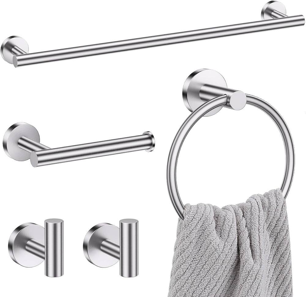 Lairuier 5-Piece Bathroom Hardware Set, Brushed Nickel Towel Bar Wall Mount