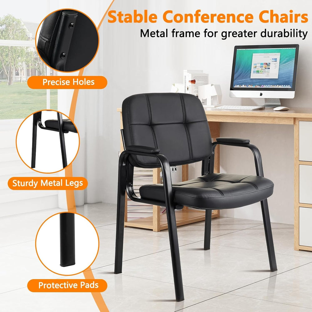 CLATINA Waiting Room Guest Chair with Bonded Leather Padded Arm Rest for Offi...