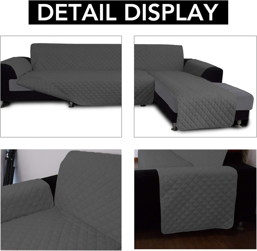 Easy-Going Reversible L-Shape Sectional Couch Cover, X-Large, Dark Gray