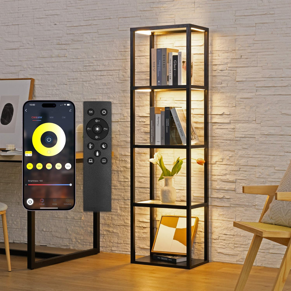 Large Glass Display Shelf with Remote/APP Control, Curio Cabinet for Collecti...