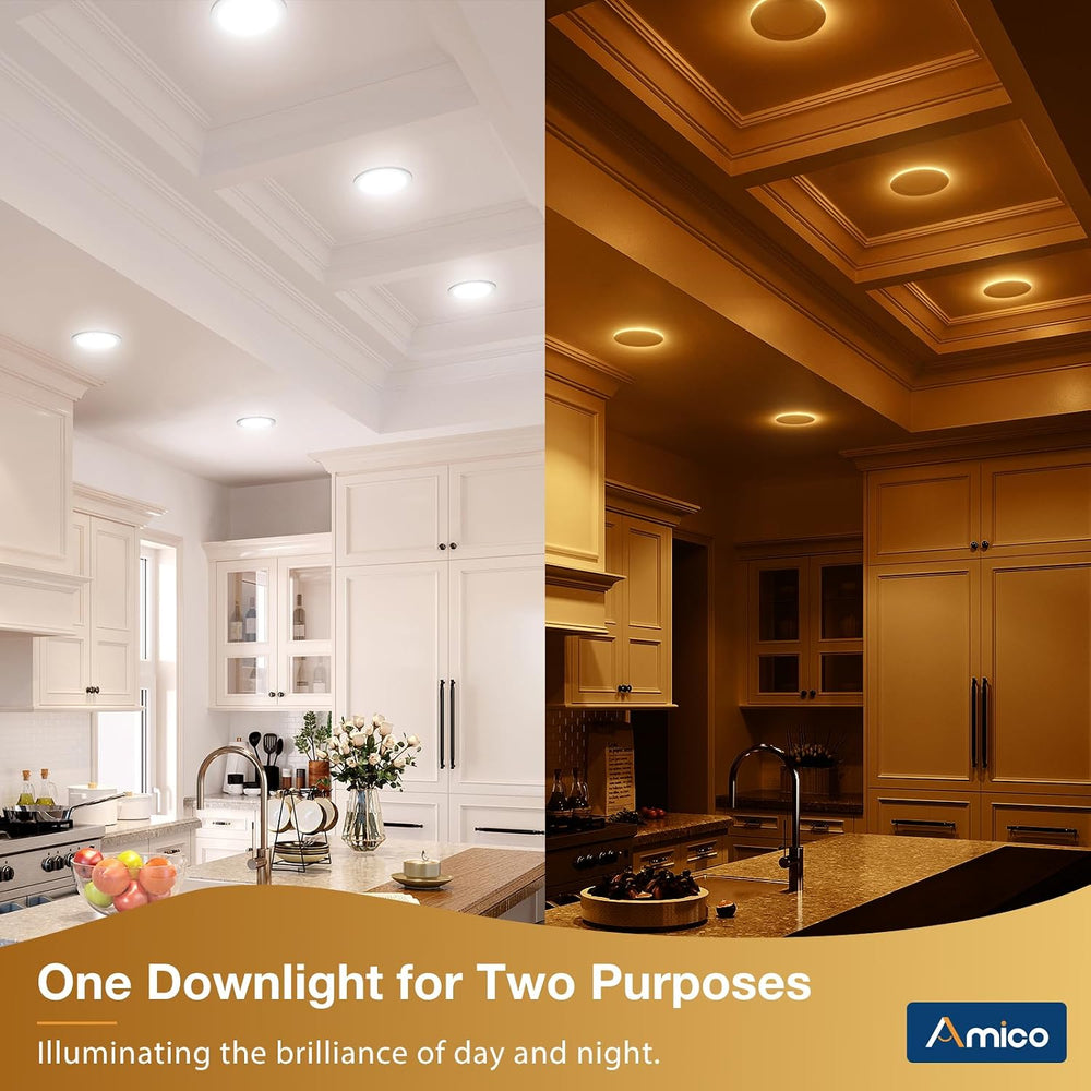 Amico 12 Pack 6 Inch LED Recessed Light with Night Light, 5CCT, 1100LM
