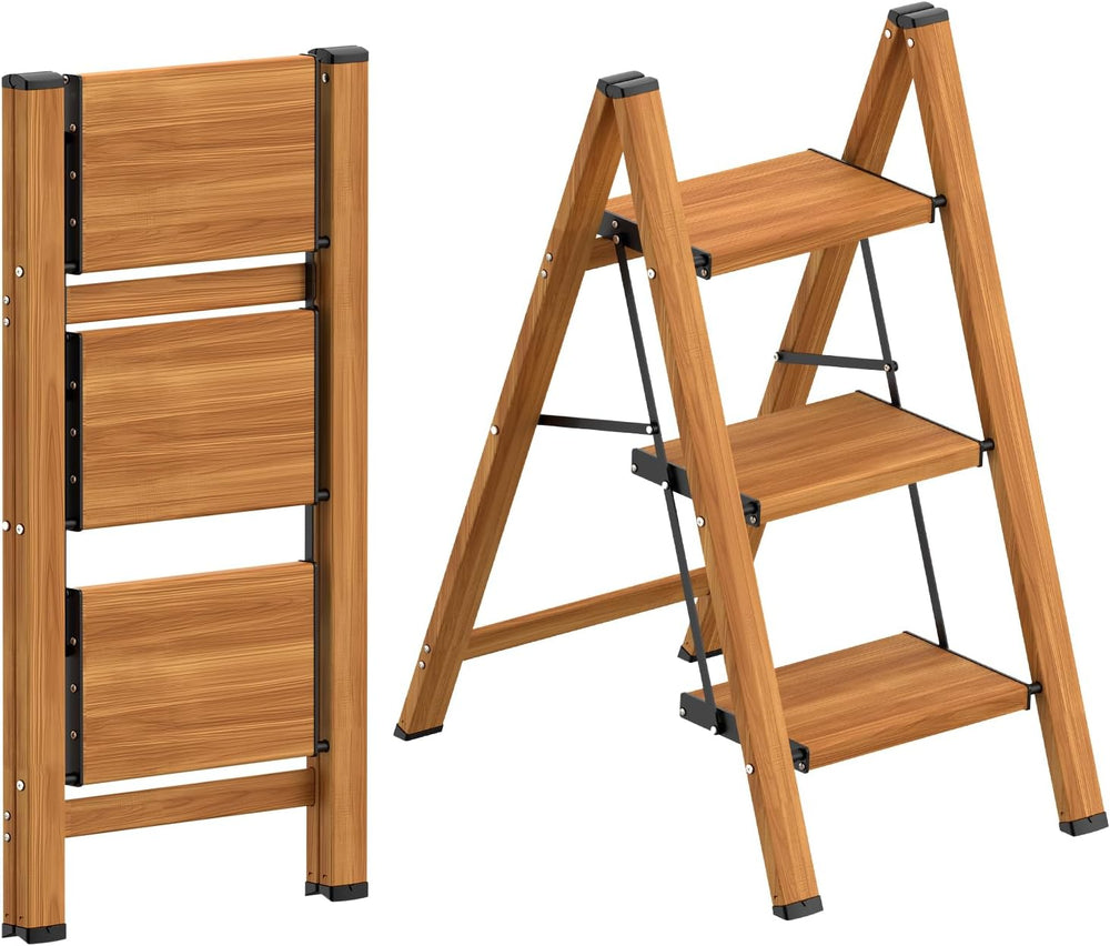 HBTower 3 Step Ladder, Lightweight Aluminum Folding Step Stool