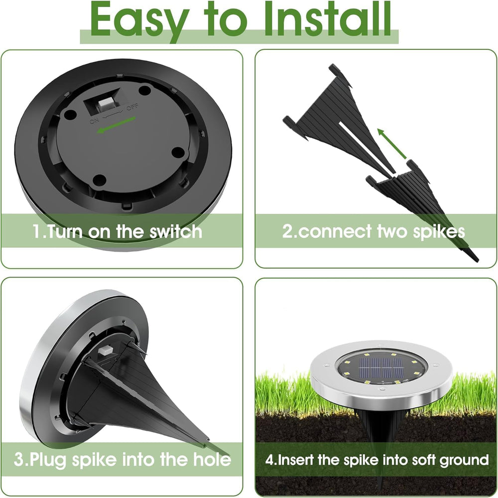 INCX Solar Lights Outdoor Waterproof, Cold White, 16 Pack Ground Lights