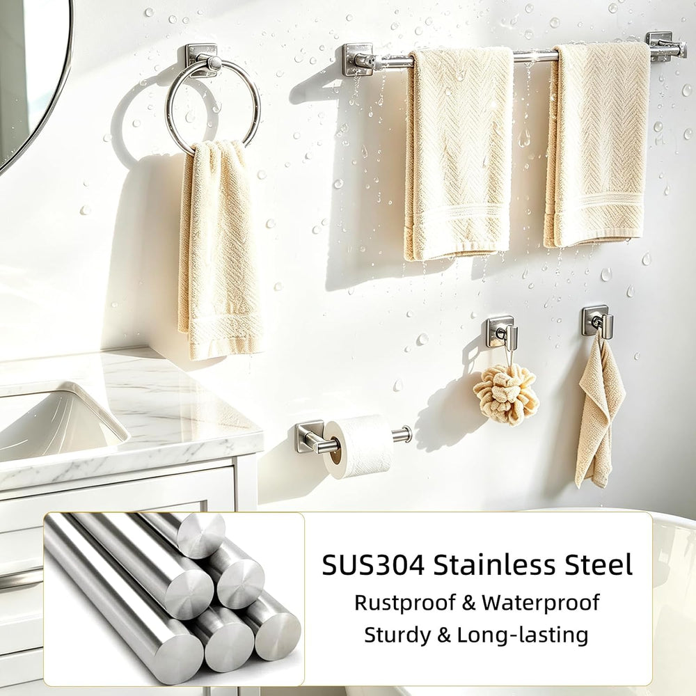 5 Pieces Bathroom Hardware Accessories Set, Towel Bar Set, Brushed Nickel