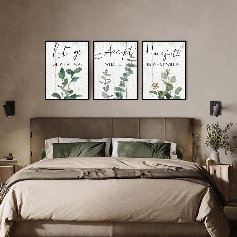 1 KINGO Inspirational Boho Eucalyptus Wall Art 12"x16" Set of 3