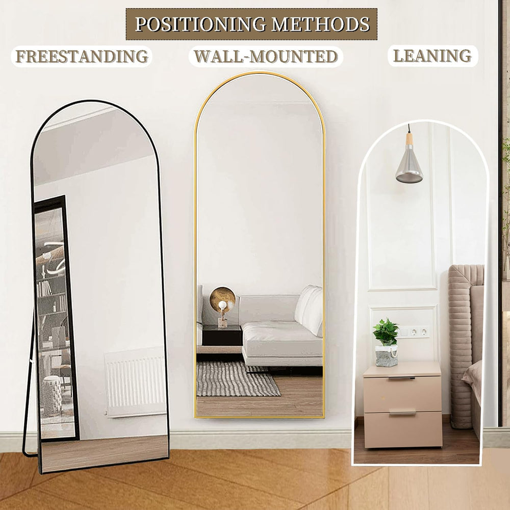 OGCAU Floor Full Length Mirror, 56"x20" Arched Full Body Mirror, White